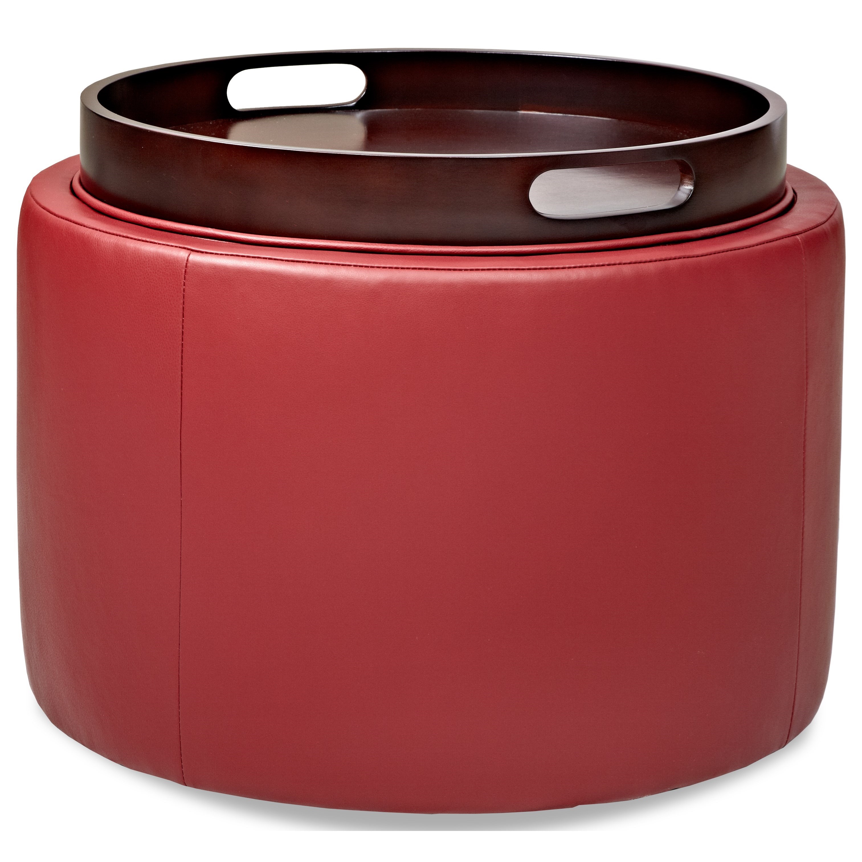 American Leather Uno Round Storage Ottoman with Tray Sprintz
